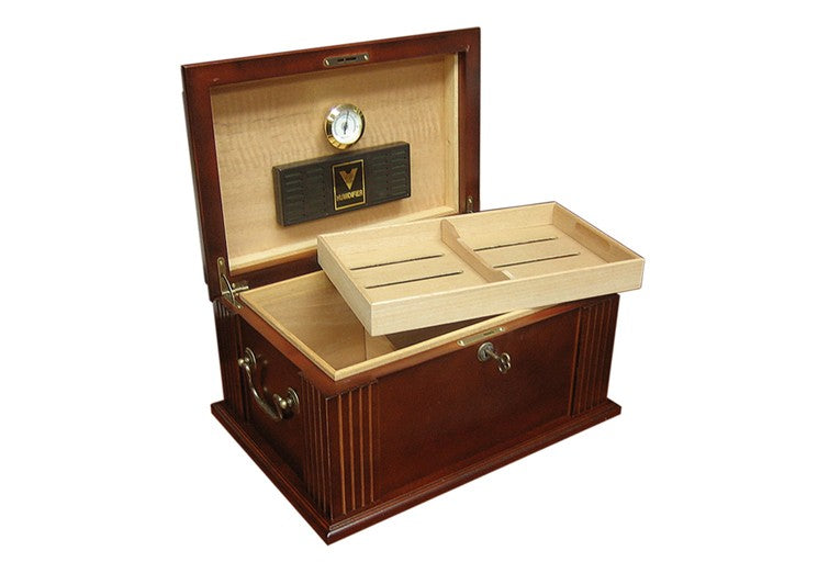 Prestige Import Group Caesar Classic Antique Cigar Humidor - Holds Up to 50 Capacity - Color: French Antique Walnut