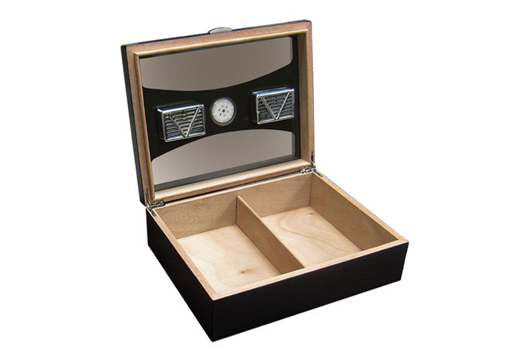Prestige Import Group Delano Contemporary Italian Design Cigar Humidor with UV Glass Top - Holds Up to 100 Capacity - Color: Black