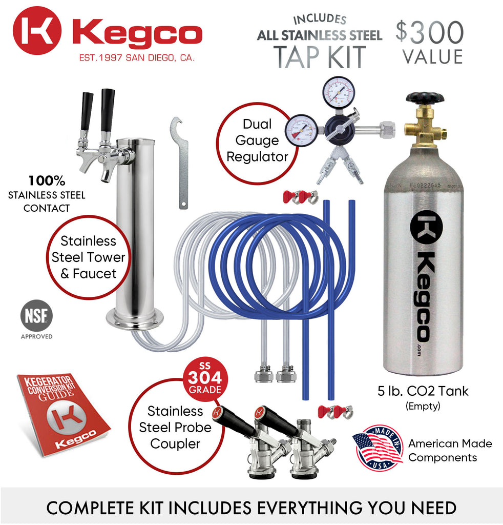 Kegco 24" Wide Dual Tap Black Stainless Steel Digital Kegerator - K309X-2NK