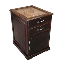 Santiago End Table Cigar Humidor with Drawers & Digital Hygrometer - Rich Walnut Finish - Capacity: 700