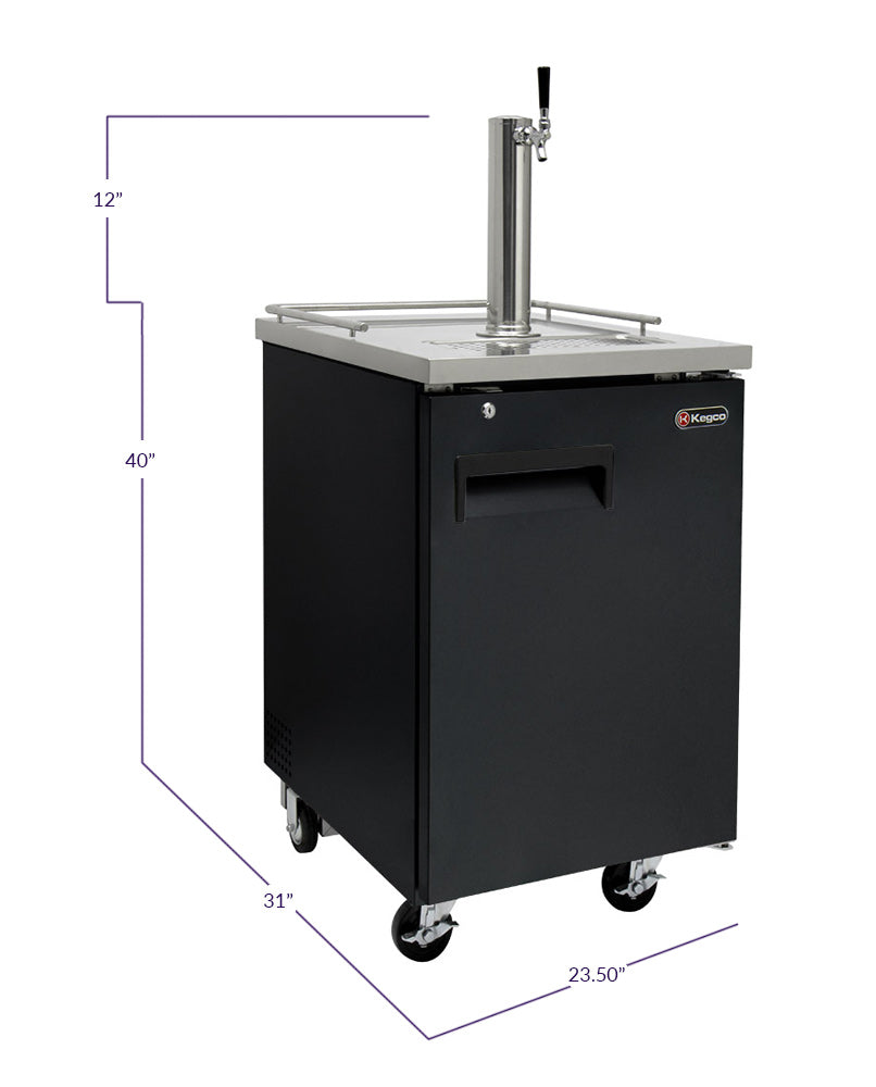 Kegco 24" Wide Homebrew Single Tap Black Commercial Kegerator - HBK1XB-1
