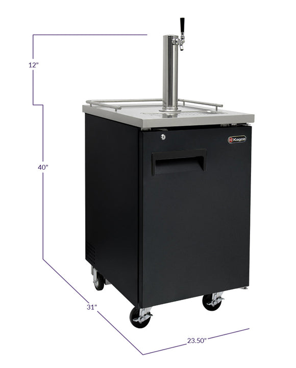 Kegco 24" Wide Homebrew Single Tap Black Commercial Kegerator with Keg - HBK1XB-1K