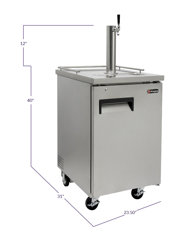 Kegco 24" Wide Homebrew Single Tap Stainless Steel Commercial Kegerator - HBK1XS-1