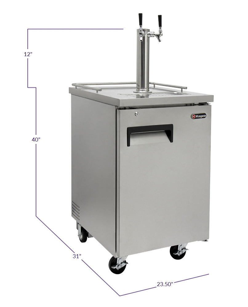 Kegco 24" Wide Homebrew Dual Tap Stainless Steel Commercial Kegerator - HBK1XS-2K