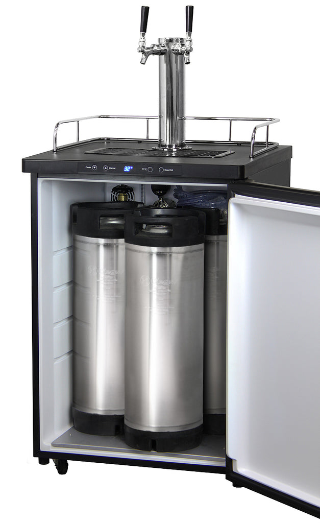 Kegco 24" Wide Homebrew Dual Tap Black Stainless Steel Digital Kegerator - HBK309X-2NK - Wine Cooler City