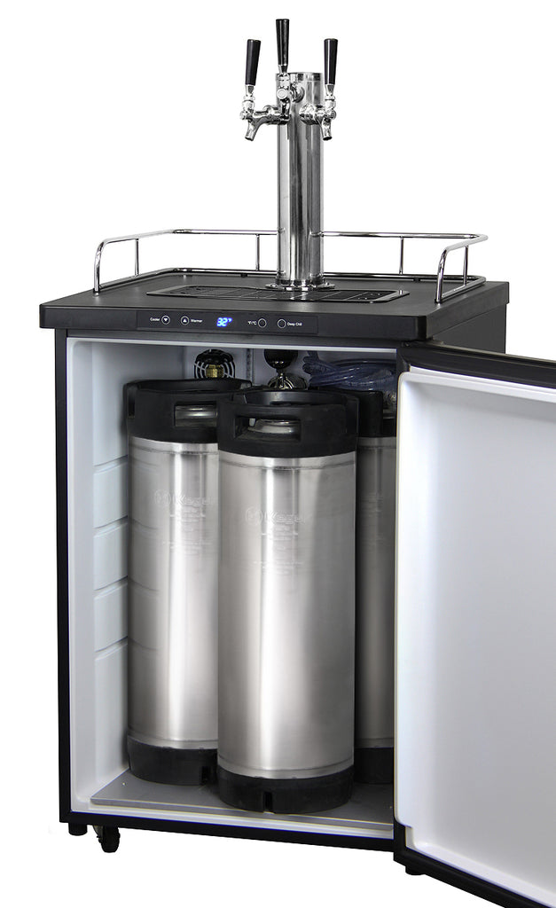 Kegco 24" Wide Homebrew Triple Tap Black Stainless Steel Digital Kegerator - HBK309X-3NK - Wine Cooler City