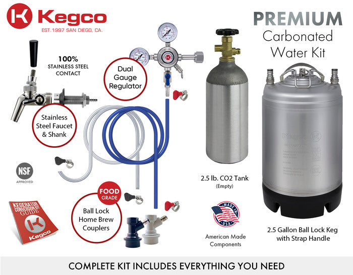 Kegco 17" Wide Carbonated Water Single Tap Black Commercial/Residential Mini Kegerator Model: HK-46-CW
