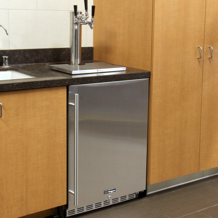Kegco 24" Wide Cold Brew Coffee Dual Tap All Stainless Steel Outdoor Built-In Right Hinge Kegerator - ICHK38SSU-2 - Wine Cooler City
