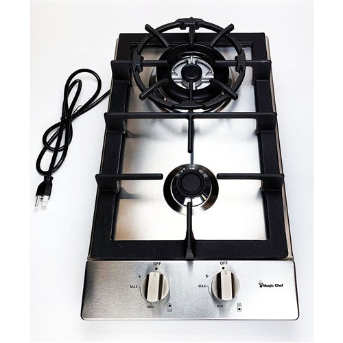 Magic Chef 12" Built-In Gas Cooktop - 2 Burners - Stainless - MCSCTG12S