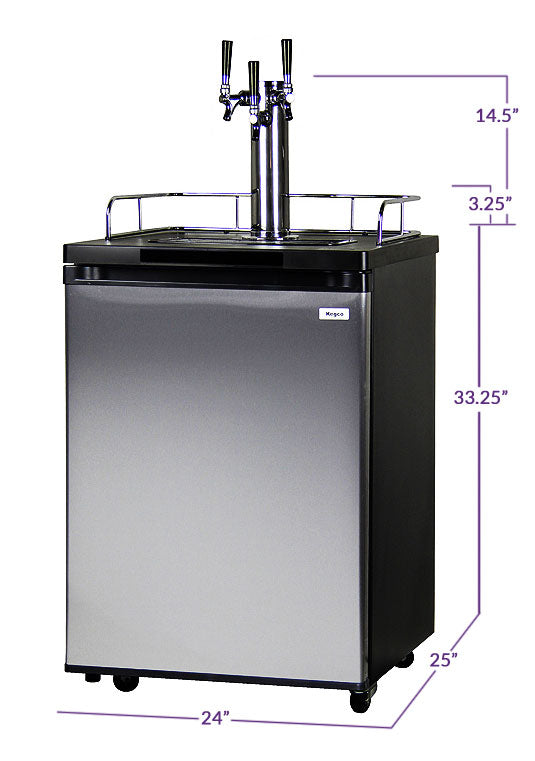 Kegco 24" Wide Homebrew Triple Tap Stainless Steel Kegerator - HBK209S-3NK - Wine Cooler City