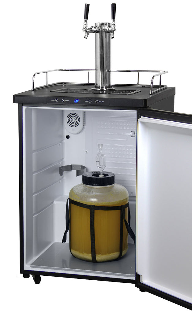 Kegco 24" Wide Homebrew Dual Tap Black Stainless Steel Digital Kegerator - HBK309X-2NK - Wine Cooler City