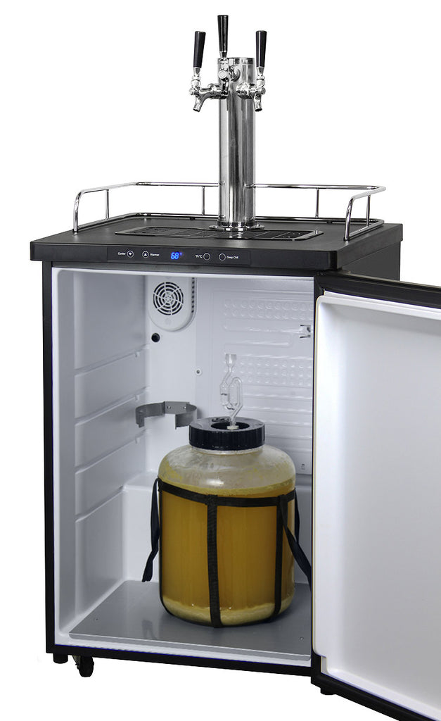 Kegco 24" Wide Homebrew Triple Tap Black Stainless Steel Digital Kegerator - HBK309X-3NK - Wine Cooler City