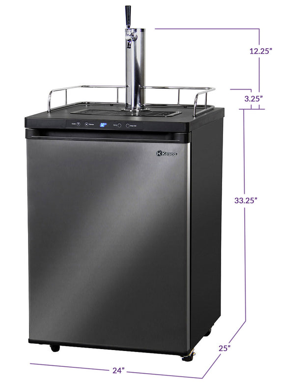 Kegco24" Wide Kombucha Single Tap Black Stainless Steel Kegerator - KOM30X-1NK