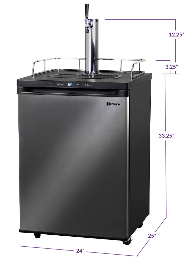 Kegco 24" Wide Cold Brew Coffee Single Tap Black Stainless Kegerator - ICK30X-1NK - Wine Cooler City
