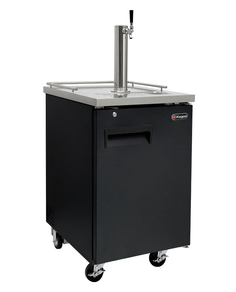 Kegco 24" Wide Homebrew Single Tap Black Commercial Kegerator with Keg - HBK1XB-1K