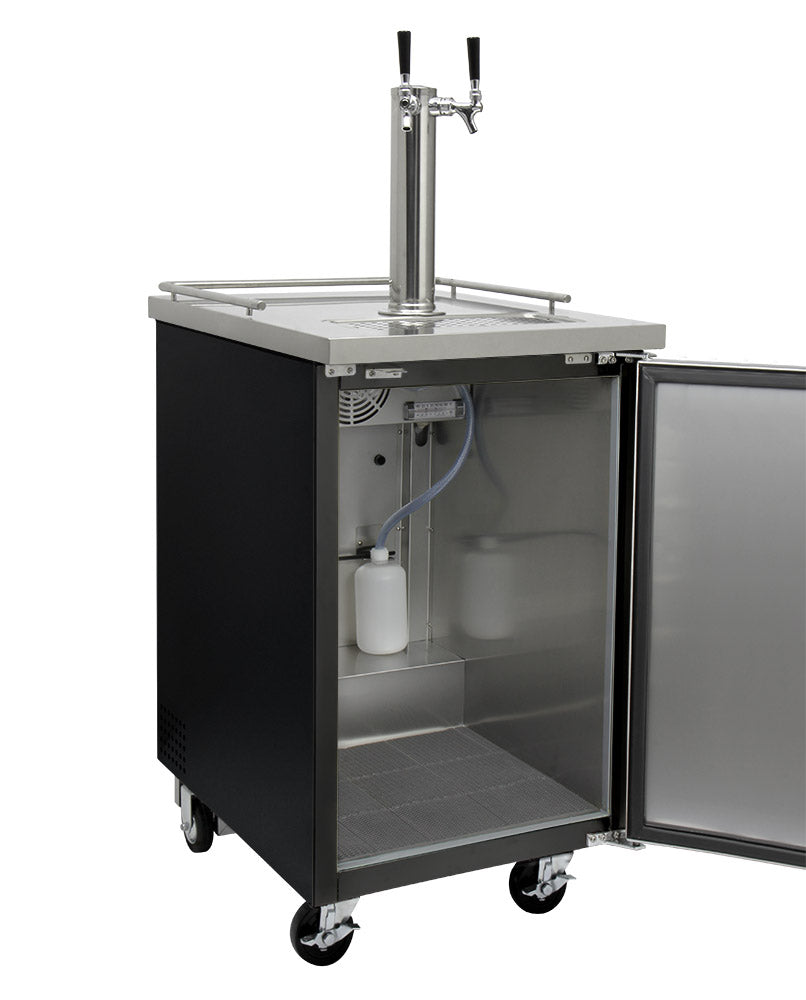 Kegco 24" Wide Homebrew Dual Tap Black Commercial Kegerator - HBK1XB-2
