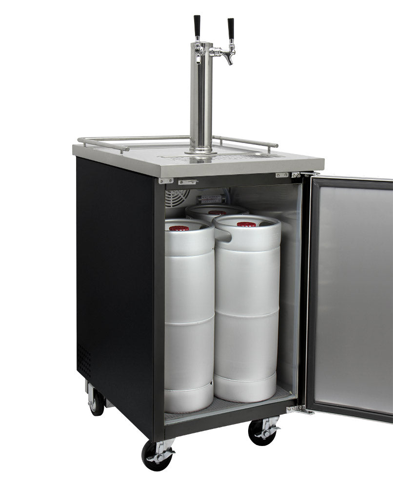 Kegco 24" Wide Cold Brew Coffee Dual Tap Black Commercial Kegerator - ICXCK-1B-2