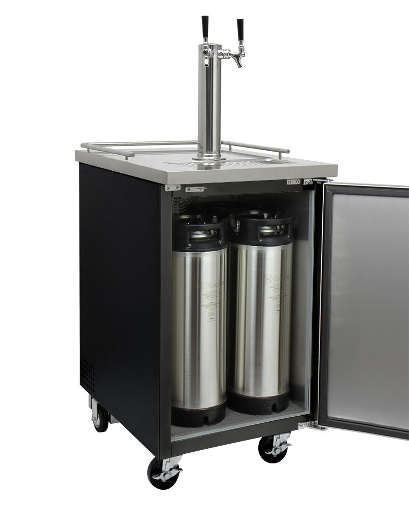Kegco 24" Wide Homebrew Dual Tap Black Commercial Kegerator - HBK1XB-2