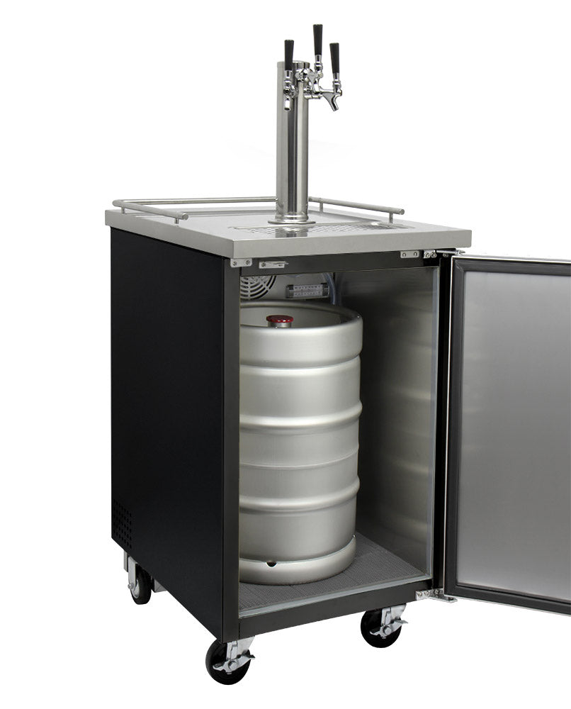 Kegco 24" Wide Triple Tap Black Commercial Kegerator - XCK-1B-3