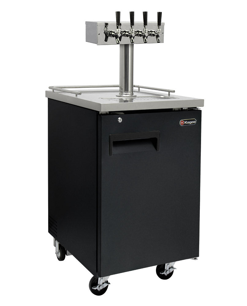 Kegco 24" Wide Homebrew Four Tap Black Commercial Kegerator - HBK1XB-4 - Wine Cooler City