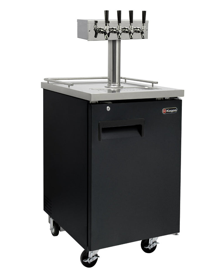 Kegco 24" Wide Homebrew Four Tap Black Commercial Kegerator - HBK1XB-4 - Wine Cooler City