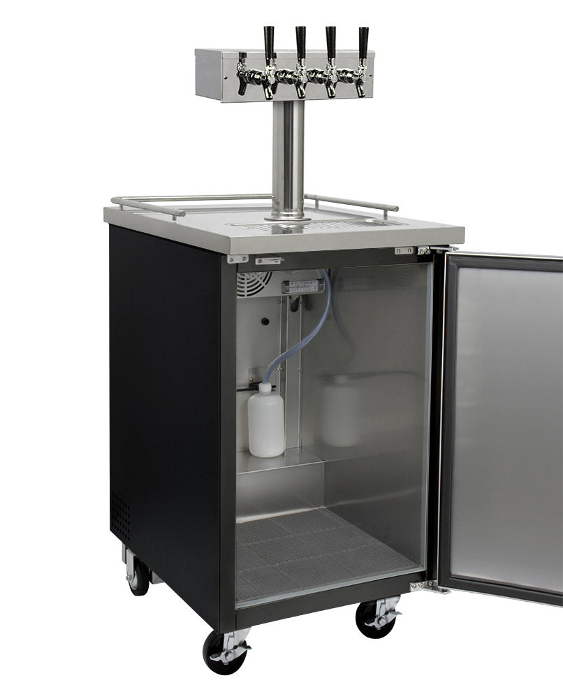 Kegco 24" Wide Homebrew Four Tap Black Commercial Kegerator - HBK1XB-4 - Wine Cooler City