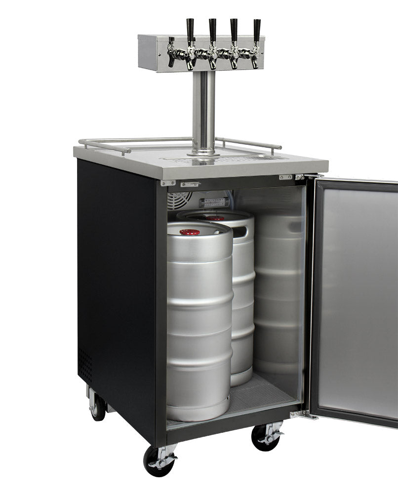 Kegco 24" Wide Four Tap Black Commercial Kegerator - XCK-1B-4