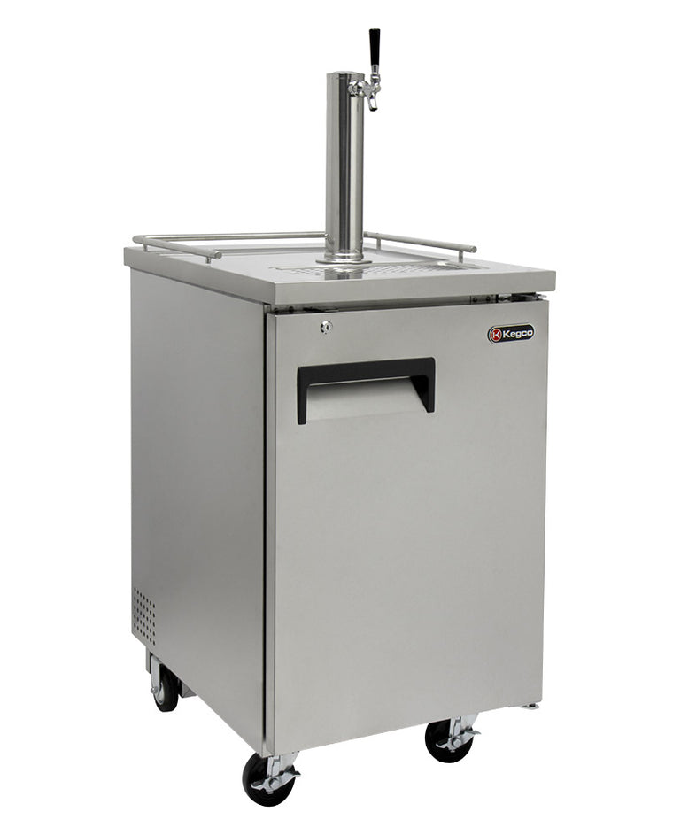 Kegco 24" Wide Homebrew Single Tap All Stainless Steel Commercial Kegerator with Keg - HBK1XS-1K
