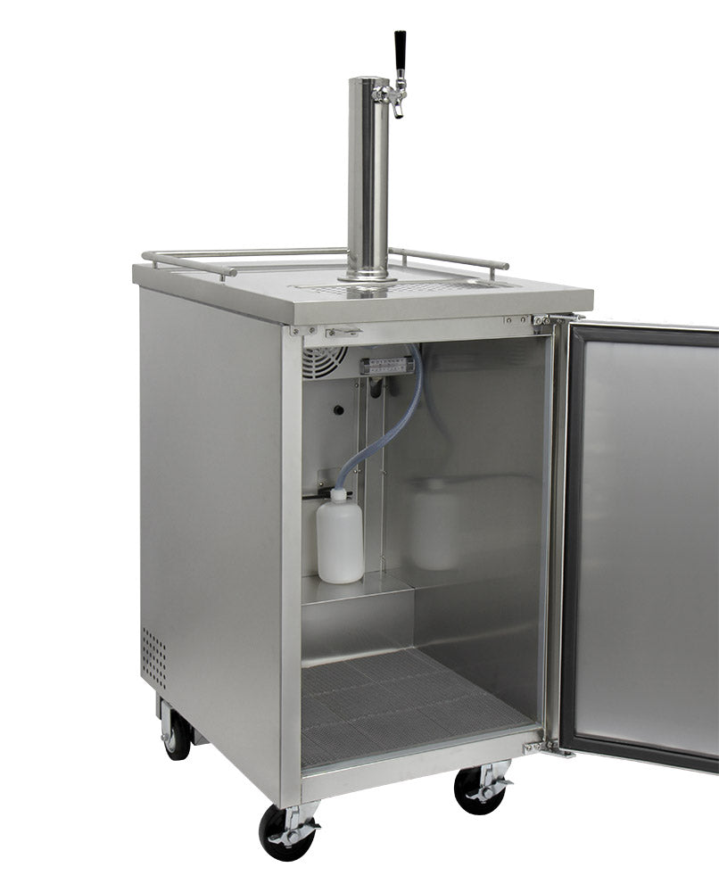 Kegco 24" Wide Homebrew Single Tap All Stainless Steel Commercial Kegerator with Keg - HBK1XS-1K