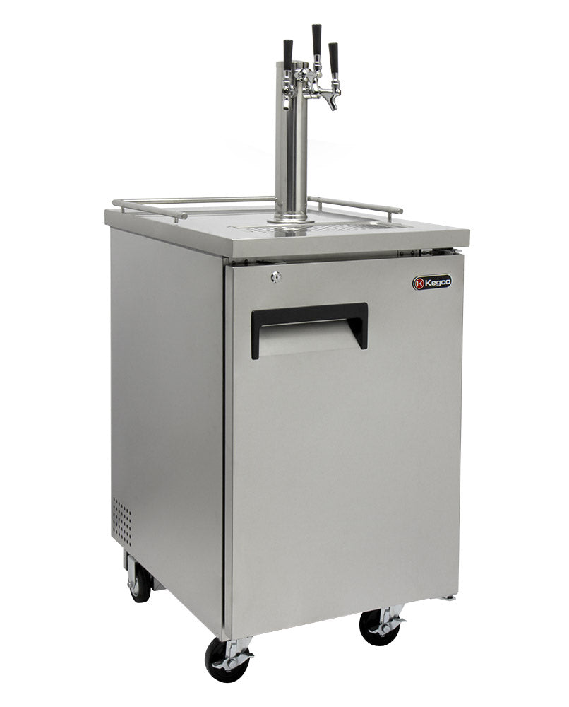 Kegco 24" Wide Homebrew Triple Tap All Stainless Steel Kegerator with Kegs - HBK1XS-3K
