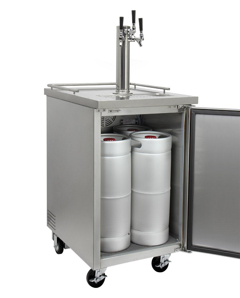 Kegco 24" Wide Kombucha Triple Tap All Stainless Steel Commercial Kegerator - KOMC1S-3