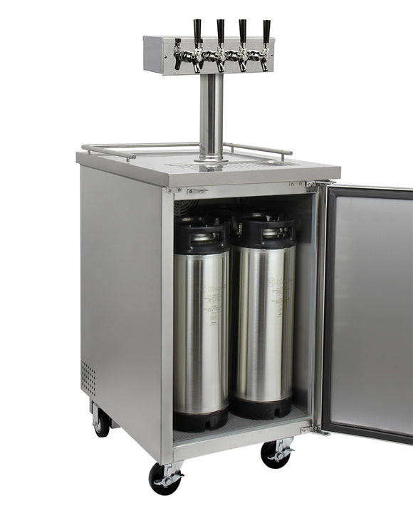 Kegco 24" Wide Kombucha Four Tap All Stainless Steel Commercial Kegerator - KOMC1S-4 - Wine Cooler City