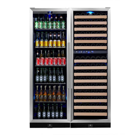 KingsBottle 48 inch Wide 131 Bottle Capacity Wine Cooler with Beverage Cooler and 2 Wine Zones - KBU-170Combo-BW3 - Wine Cooler City