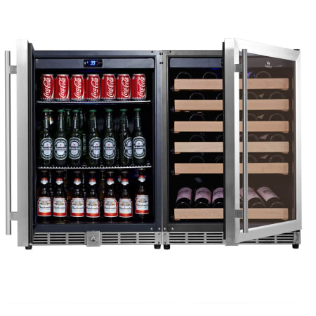 KingsBottle 47 inch Wide 46 Bottle Capacity Wine Cooler with Beverage Cooler - KBU-50Combo-BW2 - Wine Cooler City