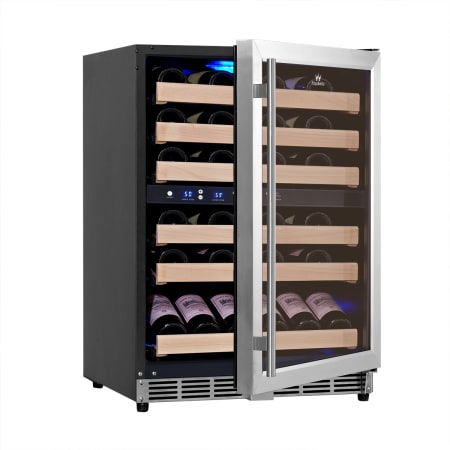 KingsBottle 24 inch Wide 46 Bottle Capacity Dual Zone Wine Cooler - KBU-50D-SS - Wine Cooler City