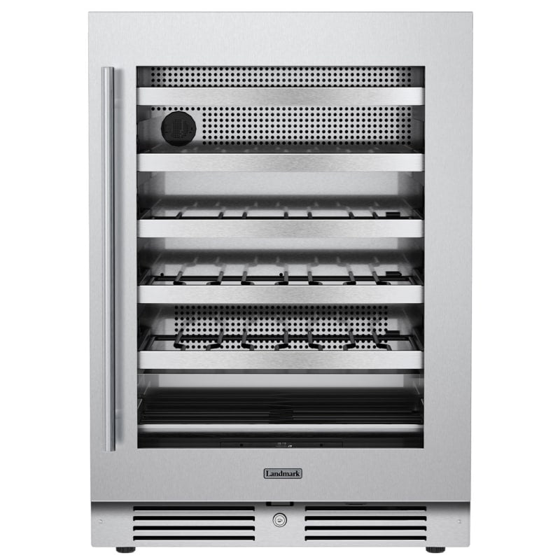 Landmark 24 Inch Wide 44 Bottle Capacity Single Zone Wine Cooler with Alternating (Blue, White, Amber) LED lighting, Door Alarm, Touch Control Panel and Lockable Right Hinged Door - L3024UI1WSG-RH