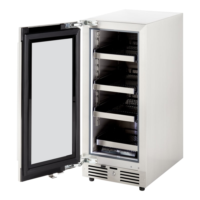 Landmark 15 Inch Wide 63 Can Capacity Beverage Cooler with Alternating (Blue, White, Amber) LED lighting, Door Alarm, Touch Control Panel and Lockable Left Hinged Door - L3015UI1BSG-LH