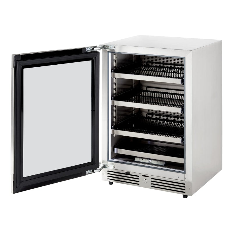 Landmark 24 Inch Wide 147 Can Capacity Beverage Cooler with Alternating (Blue, White, Amber) LED lighting, Door Alarm, Touch Control Panel and Lockable Left Hinged Door - L3024UI1BSG-LH
