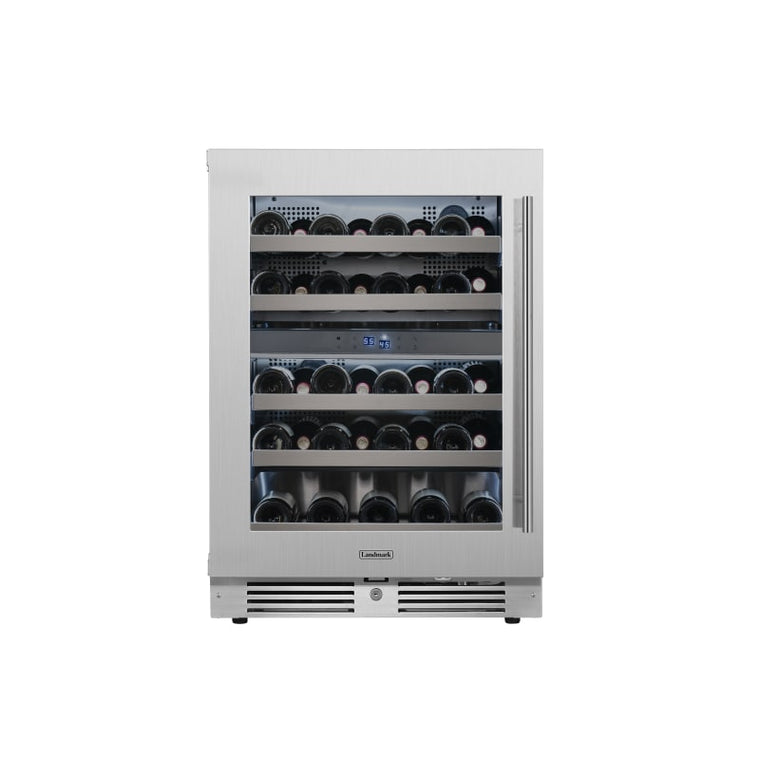 Landmark 24 Inch Wide 37 Bottle Dual Zone Wine Cooler with Alternating (Blue, White, Amber) LED lighting, Door Alarm, Touch Control Panel and Lockable Left Hinged Door - L3024UI2WSG-LH - Wine Cooler City