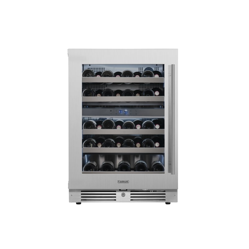 Landmark 24 Inch Wide 37 Bottle Dual Zone Wine Cooler with Alternating (Blue, White, Amber) LED lighting, Door Alarm, Touch Control Panel and Lockable Left Hinged Door - L3024UI2WSG-LH - Wine Cooler City