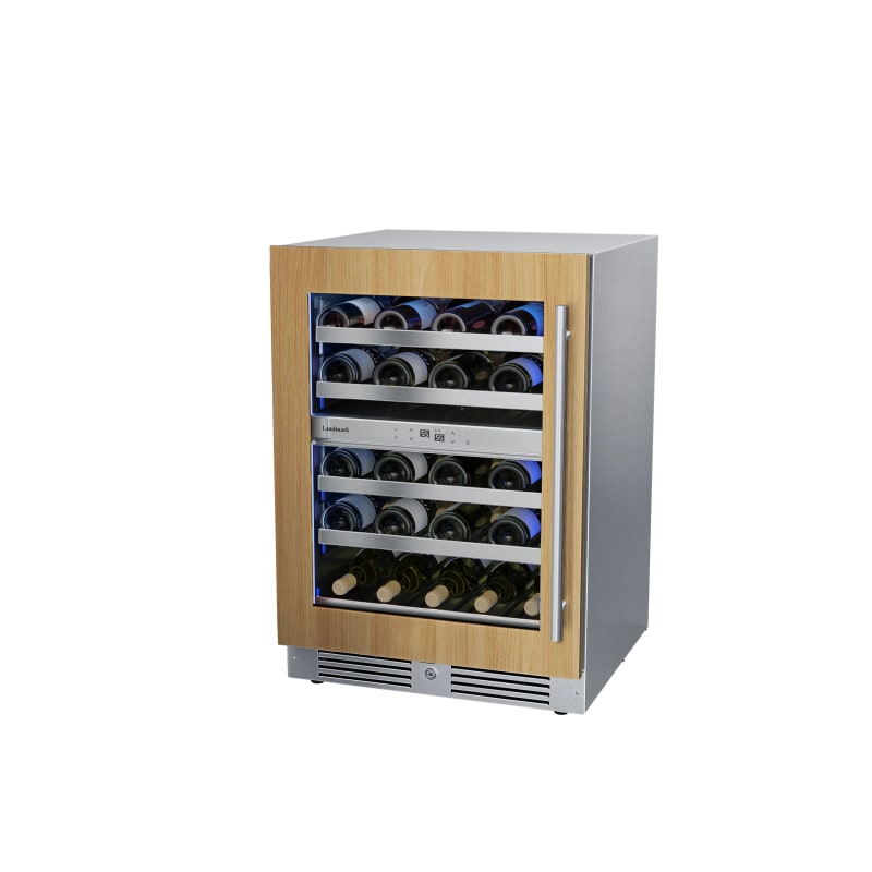 Landmark 24 Inch Wide 37 Bottle Dual Zone Wine Cooler with Alternating (Blue, White, Amber) LED lighting, Door Alarm, Touch Control Panel and Lockable Left Hinged Door - L3024UI2WPR-LH