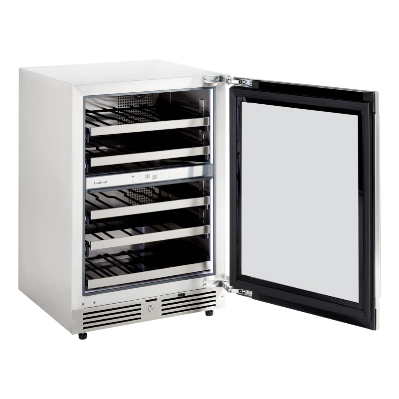Landmark 24 Inch Wide 37 Bottle Dual Zone Wine Cooler with Alternating (Blue, White, Amber) LED lighting, Door Alarm, Touch Control Panel and Lockable Right Hinged Door - L3024UI2WPR-RH