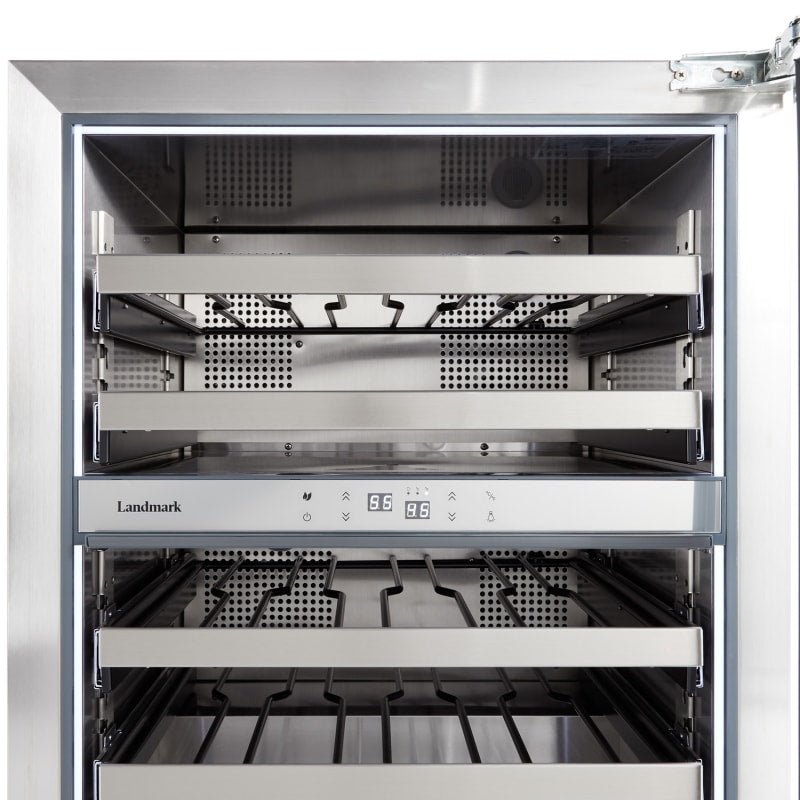 Landmark 24 Inch Wide 37 Bottle Dual Zone Wine Cooler with Alternating (Blue, White, Amber) LED lighting, Door Alarm, Touch Control Panel and Lockable Right Hinged Door - L3024UI2WSG-RH