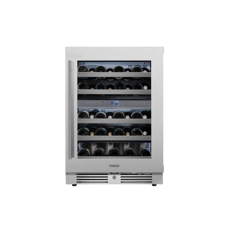 Landmark 24 Inch Wide 37 Bottle Dual Zone Wine Cooler with Alternating (Blue, White, Amber) LED lighting, Door Alarm, Touch Control Panel and Lockable Right Hinged Door - L3024UI2WSG-RH