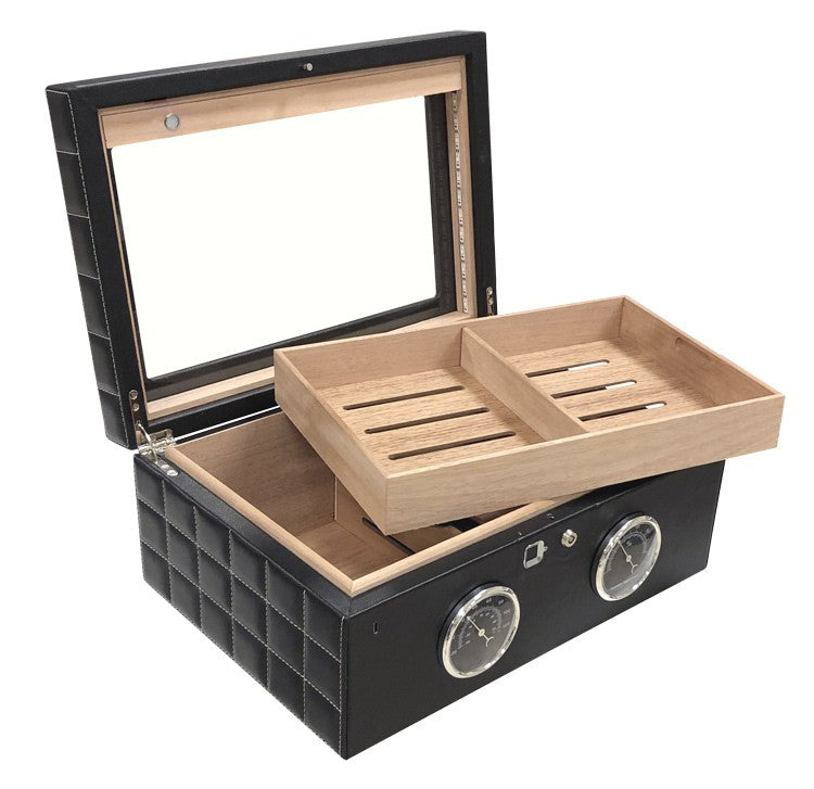 Prestige Import Group LemansGT 120 Count Cigar Humidor with Biometric Finger Print Electronic Lock & LED Interior Lighting - Black