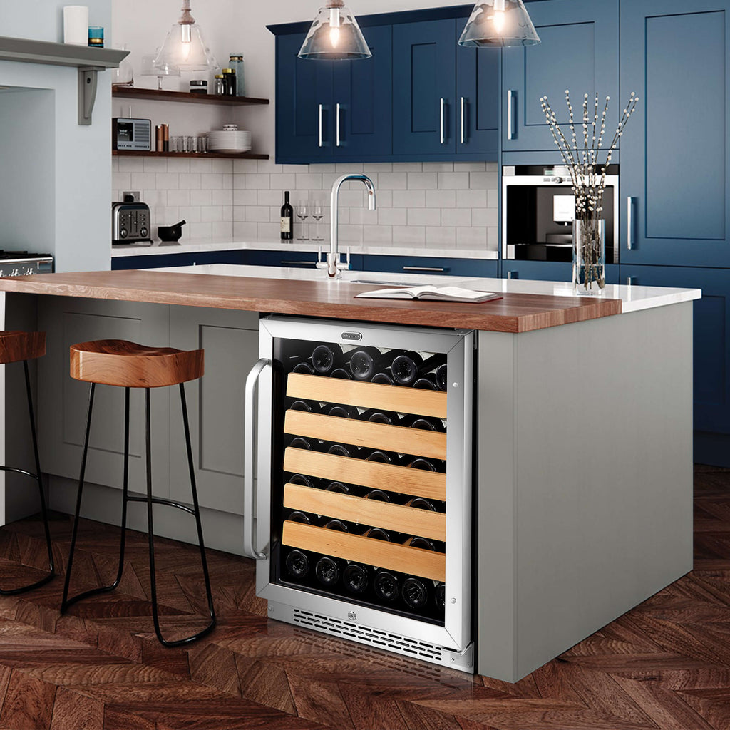 Whynter 24″ Built-In Stainless Steel 54 Bottle Wine Refrigerator Cooler - BWR-541STS - Wine Cooler City