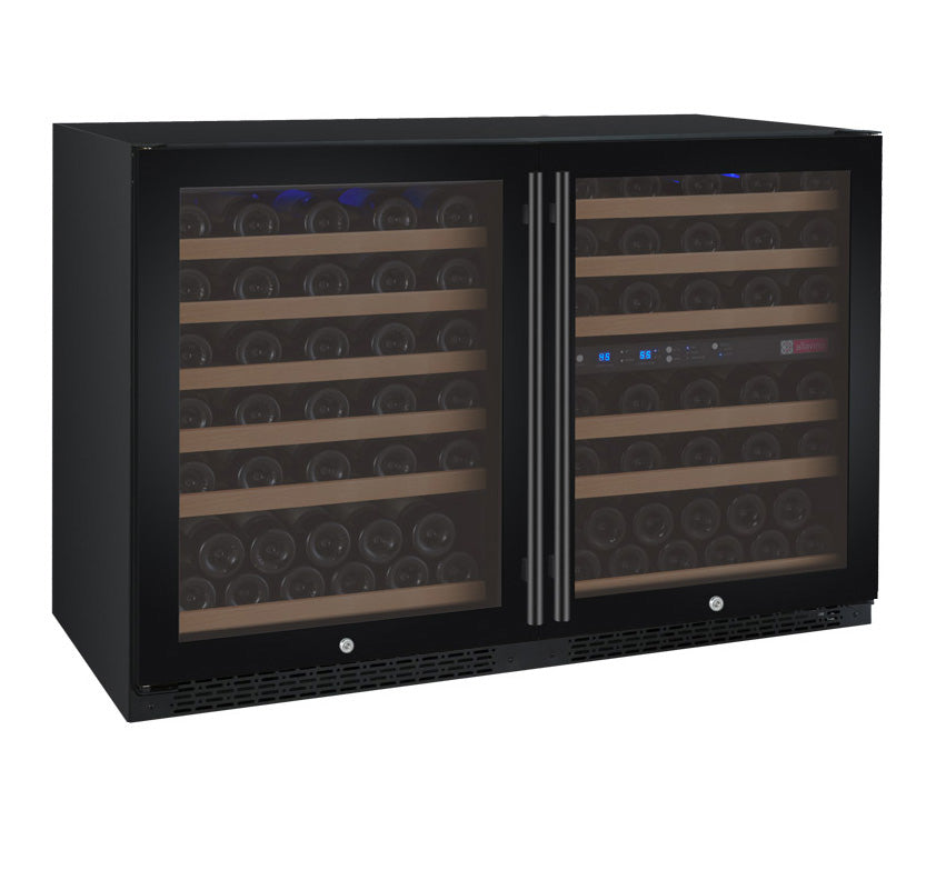 Allavino 47" Wide FlexCount II Tru-Vino 112 Bottle Three Zone Black Side-by-Side Wine Refrigerator - 3Z-VSWR5656-B20