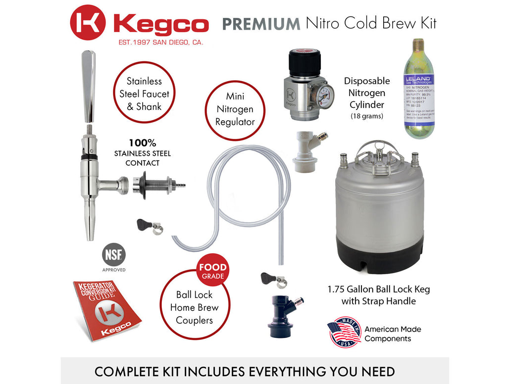 Kegco 17" Wide Cold Brew Coffee Single Tap Black Mini Kegerator Model: HK-46-CB