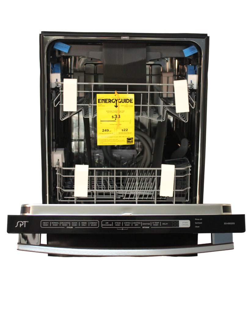 SPT - SD-6502SS: Energy Star 24″ Built-In Stainless Steel Tall Tub Dishwasher w/ Smart Wash System & Heated Drying – Stainless