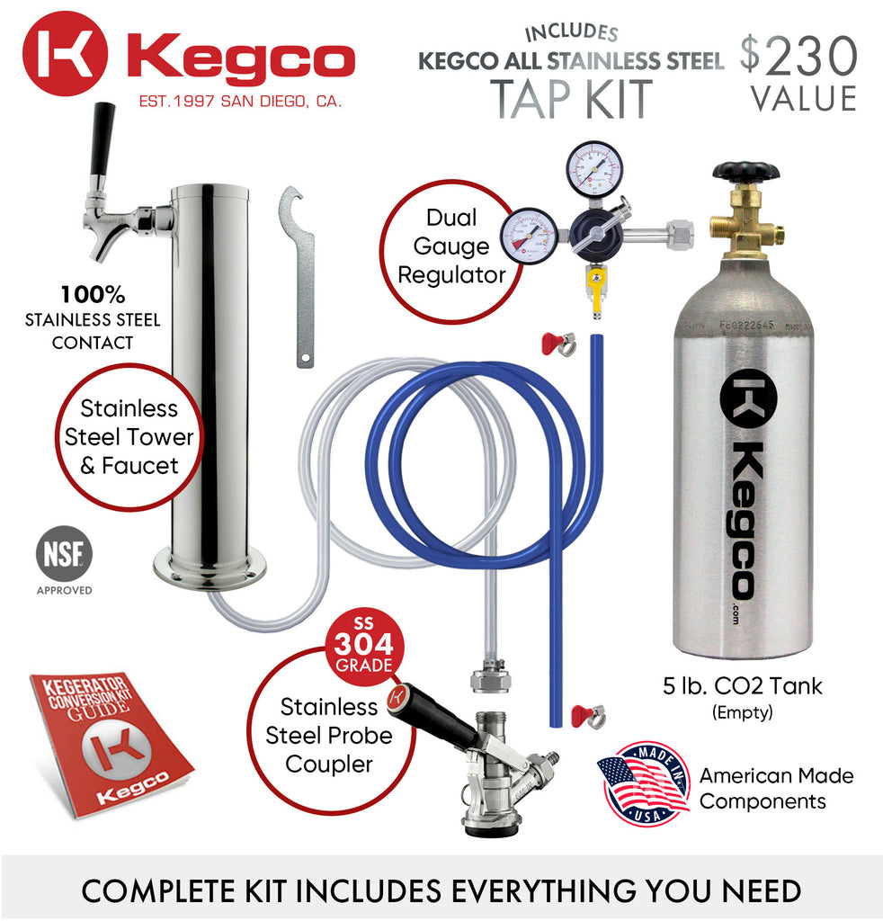 Kegco 24" Wide Single Tap Black Kegerator Model - K209B-1NK - Wine Cooler City